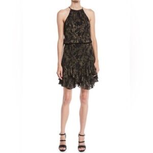 Halston Heritage Black and Gold Mini Dress